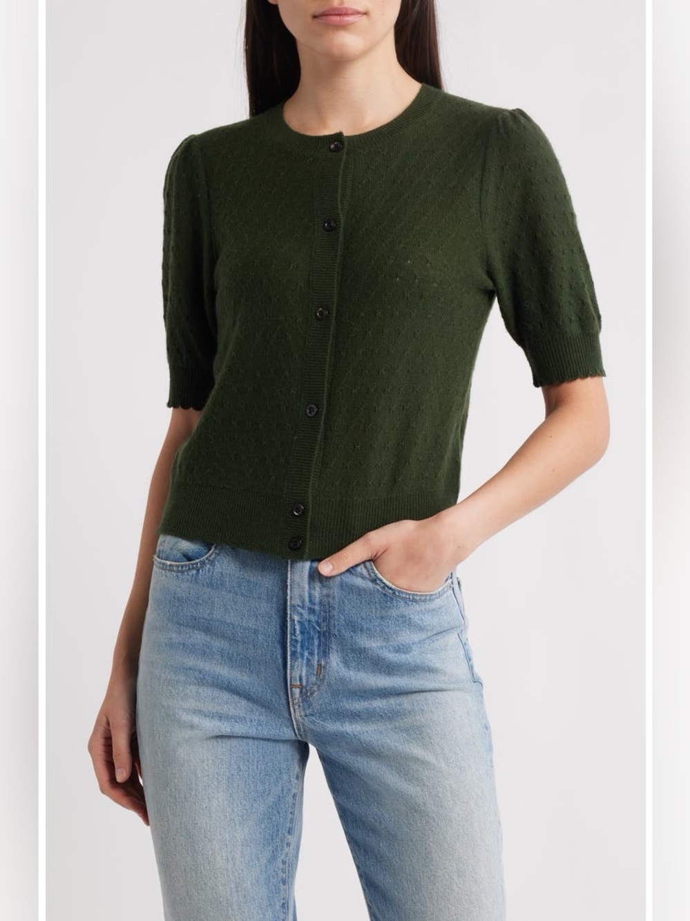 NWT Frame The Pointelle Wool & Cashmere Cardigan